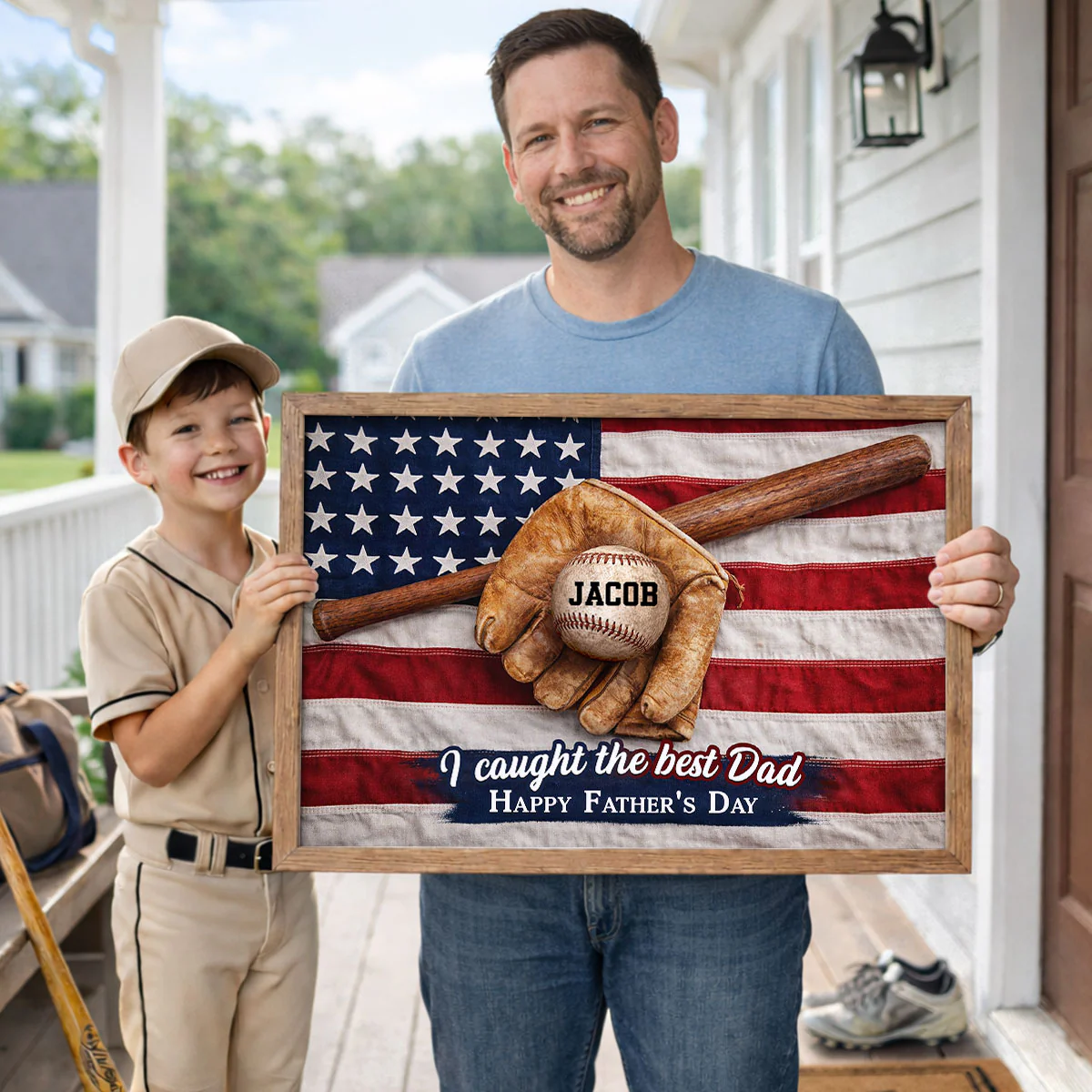 Nation Flag Baseball We Caught The Best Dad - Personalized Poster - Father's Day Gift for Dad, Husband - Image 5