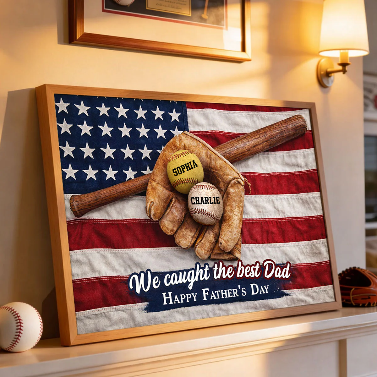 Nation Flag Baseball We Caught The Best Dad - Personalized Poster - Father's Day Gift for Dad, Husband - Image 6