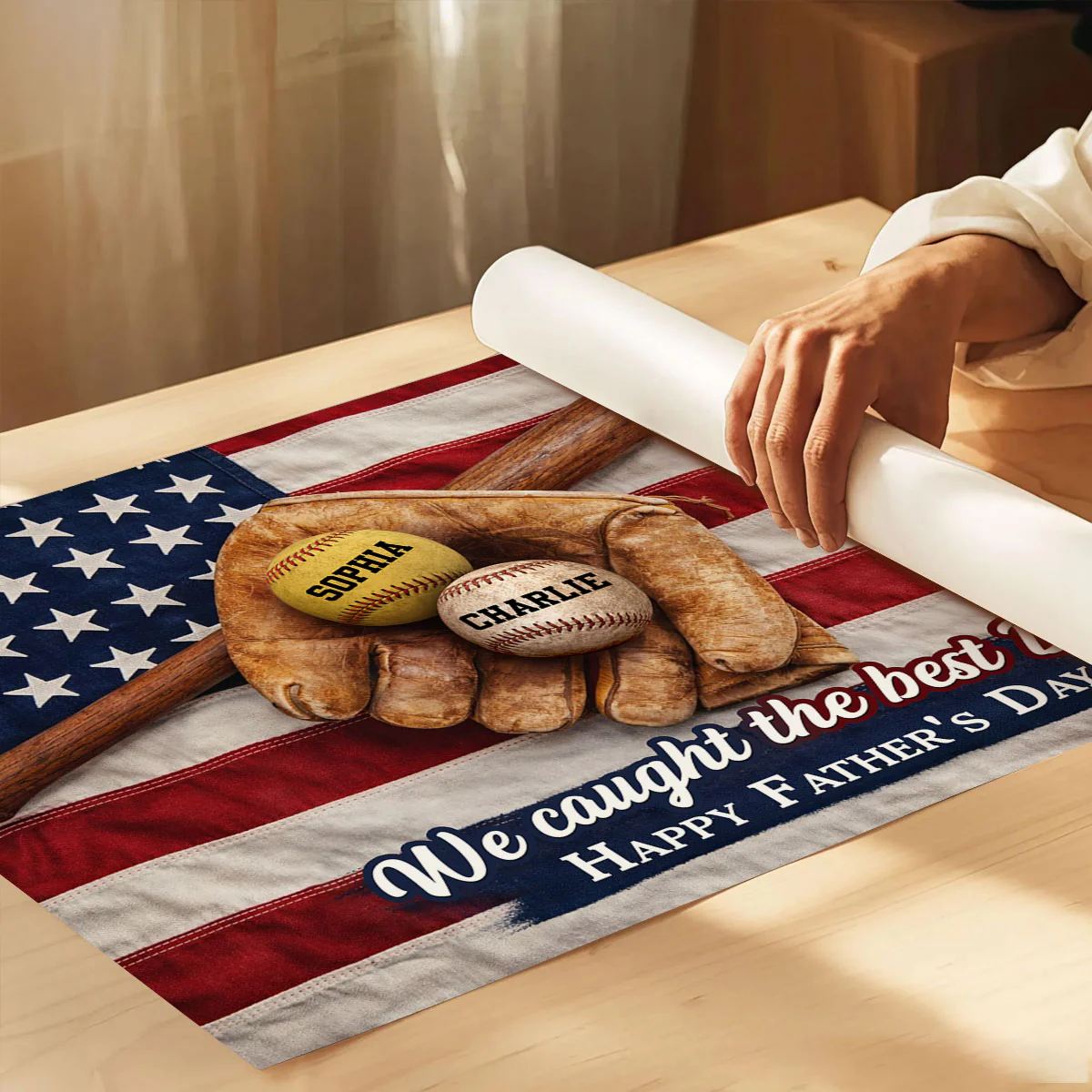 Nation Flag Baseball We Caught The Best Dad - Personalized Poster - Father's Day Gift for Dad, Husband - Image 8