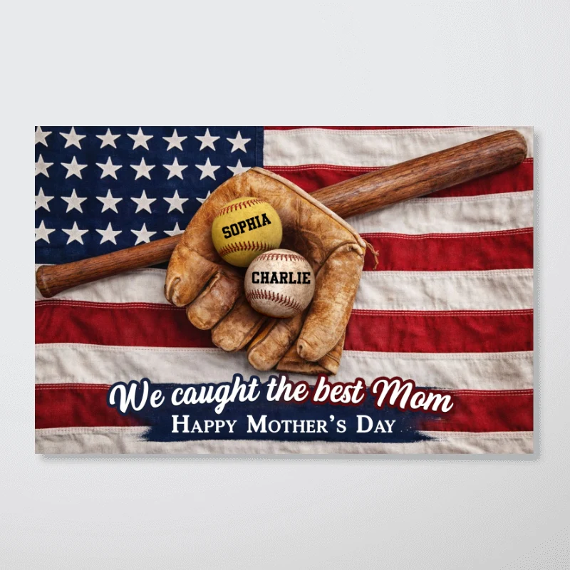 Nation Flag Baseball We Caught The Best Mom - Personalized Poster - Mother's Day Gift for Mom, Wife - Image 10