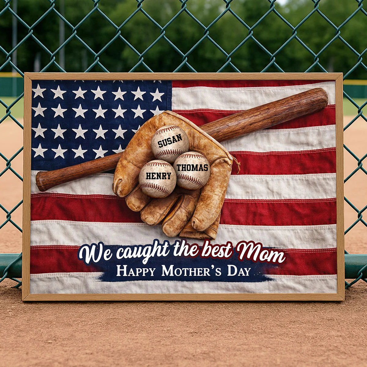 Nation Flag Baseball We Caught The Best Mom - Personalized Poster - Mother's Day Gift for Mom, Wife - Image 2
