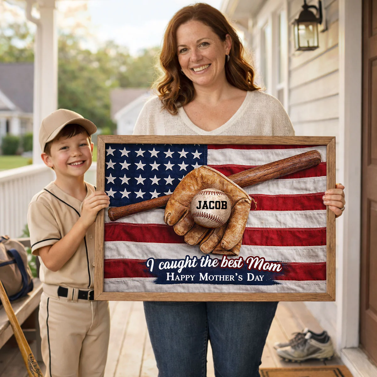 Nation Flag Baseball We Caught The Best Mom - Personalized Poster - Mother's Day Gift for Mom, Wife - Image 5