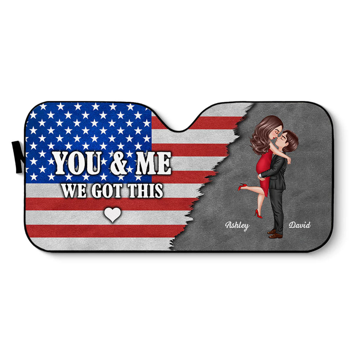 Nation Flag Couple We Got This Personalized Car Sunshade, Anniversary Gift For Him, Gift For Her - Image 3