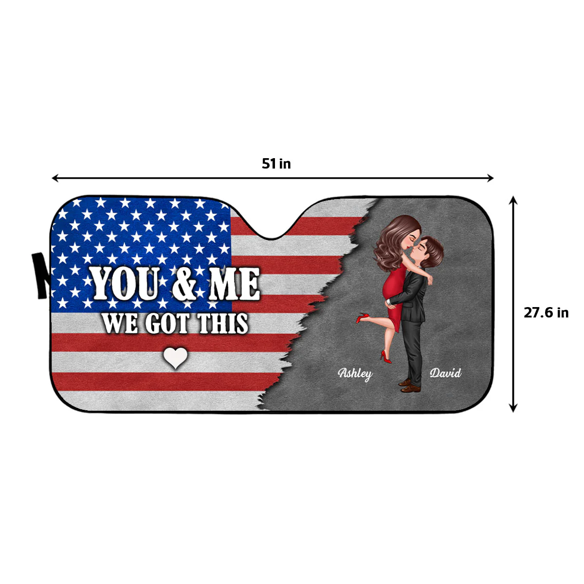 Nation Flag Couple We Got This Personalized Car Sunshade, Anniversary Gift For Him, Gift For Her - Image 4