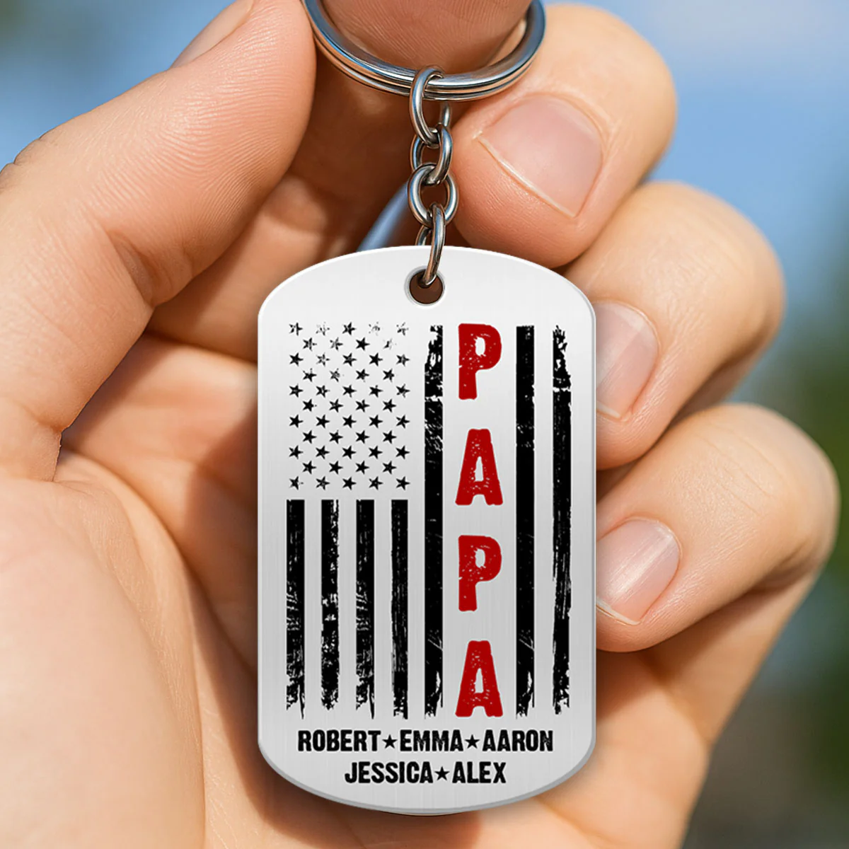 Nation Flag Dad Grandpa Personalized Metal Keychain - Image 8