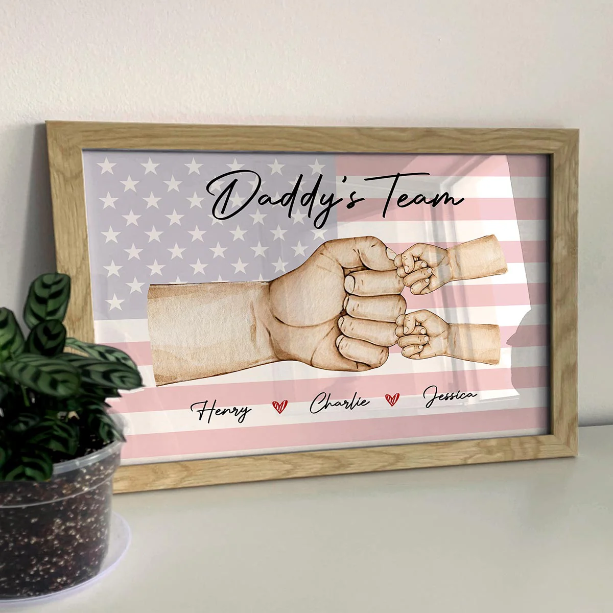 Nation Flag Daddy‘s Team Fist Bump Personalized Horizontal Poster, Father's Day Gift For Dad - Image 3