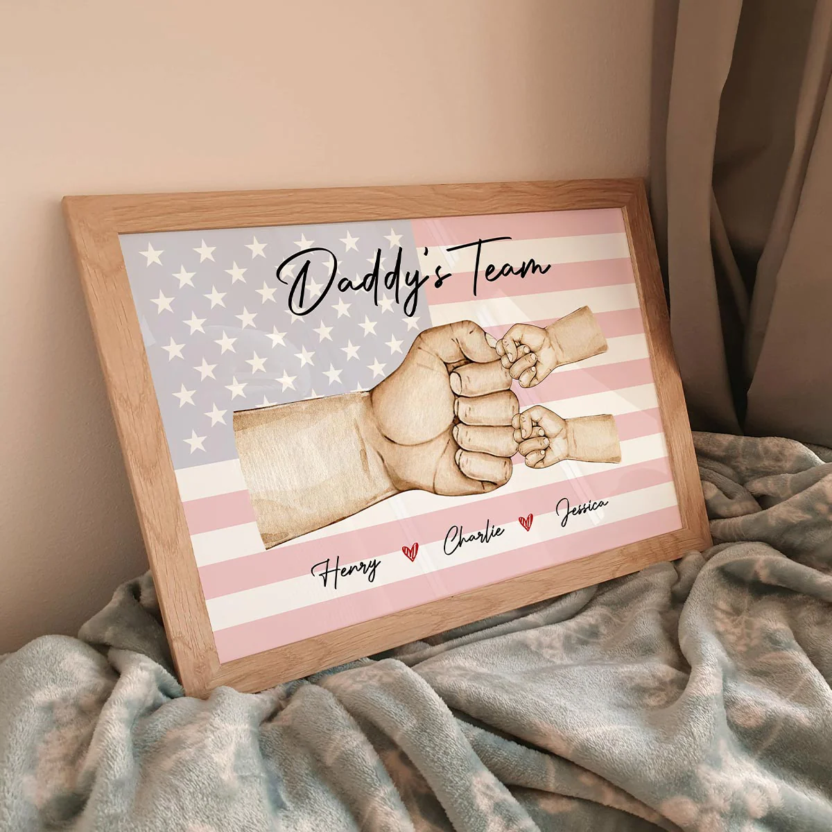 Nation Flag Daddy‘s Team Fist Bump Personalized Horizontal Poster, Father's Day Gift For Dad - Image 4