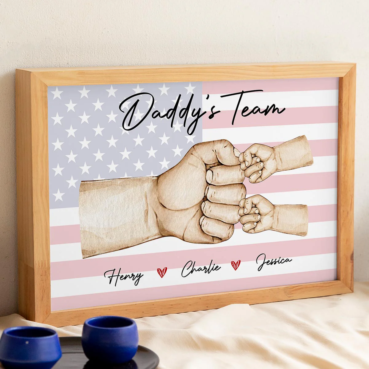 Nation Flag Daddy‘s Team Fist Bump Personalized Horizontal Poster, Father's Day Gift For Dad - Image 7