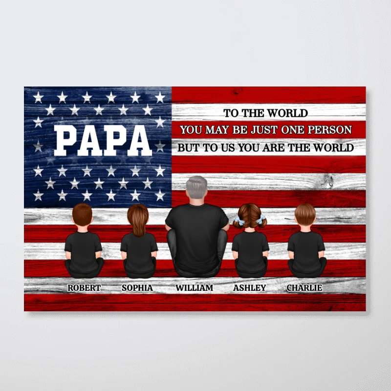 Nation Flag Grandpa And Kids Sitting Personalized Poster| Heartfelt Father's Day Gift For Grandpa - Image 11