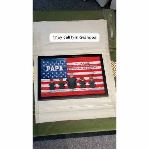 Nation Flag Grandpa And Kids Sitting Personalized Poster| Heartfelt Father's Day Gift For Grandpa - Image 2
