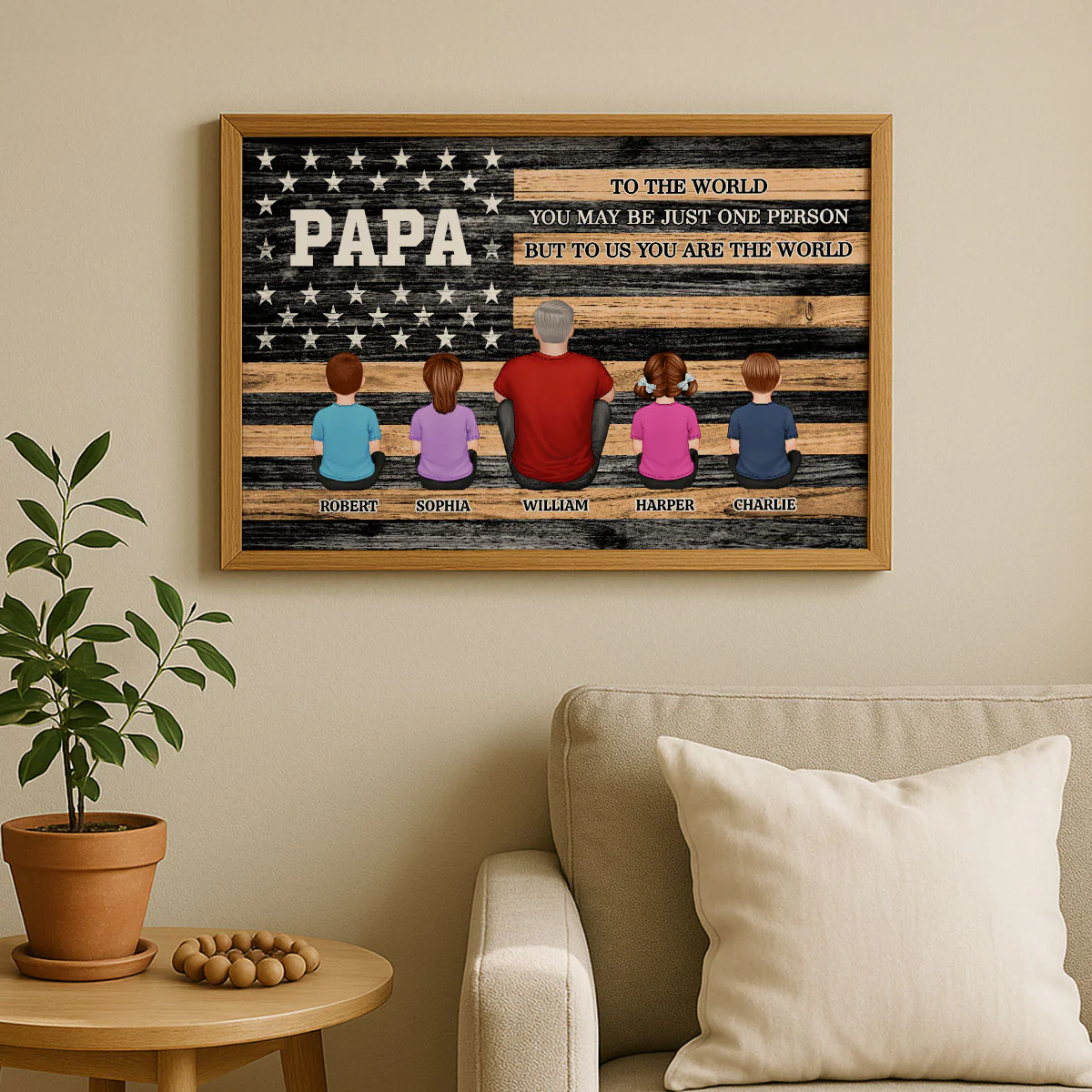 Nation Flag Grandpa And Kids Sitting Personalized Poster| Heartfelt Father's Day Gift For Grandpa - Image 3