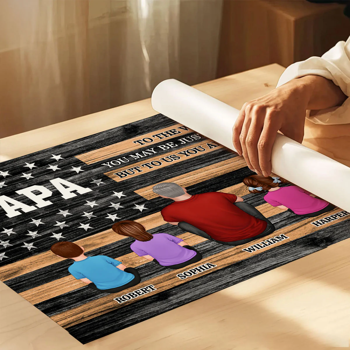 Nation Flag Grandpa And Kids Sitting Personalized Poster| Heartfelt Father's Day Gift For Grandpa - Image 4