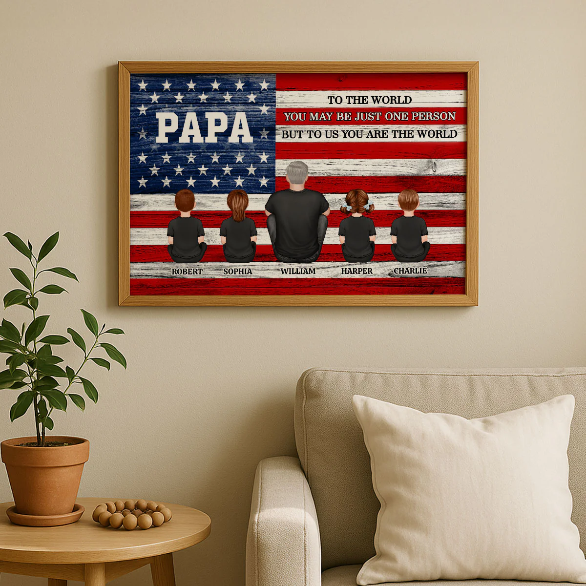 Nation Flag Grandpa And Kids Sitting Personalized Poster| Heartfelt Father's Day Gift For Grandpa - Image 6