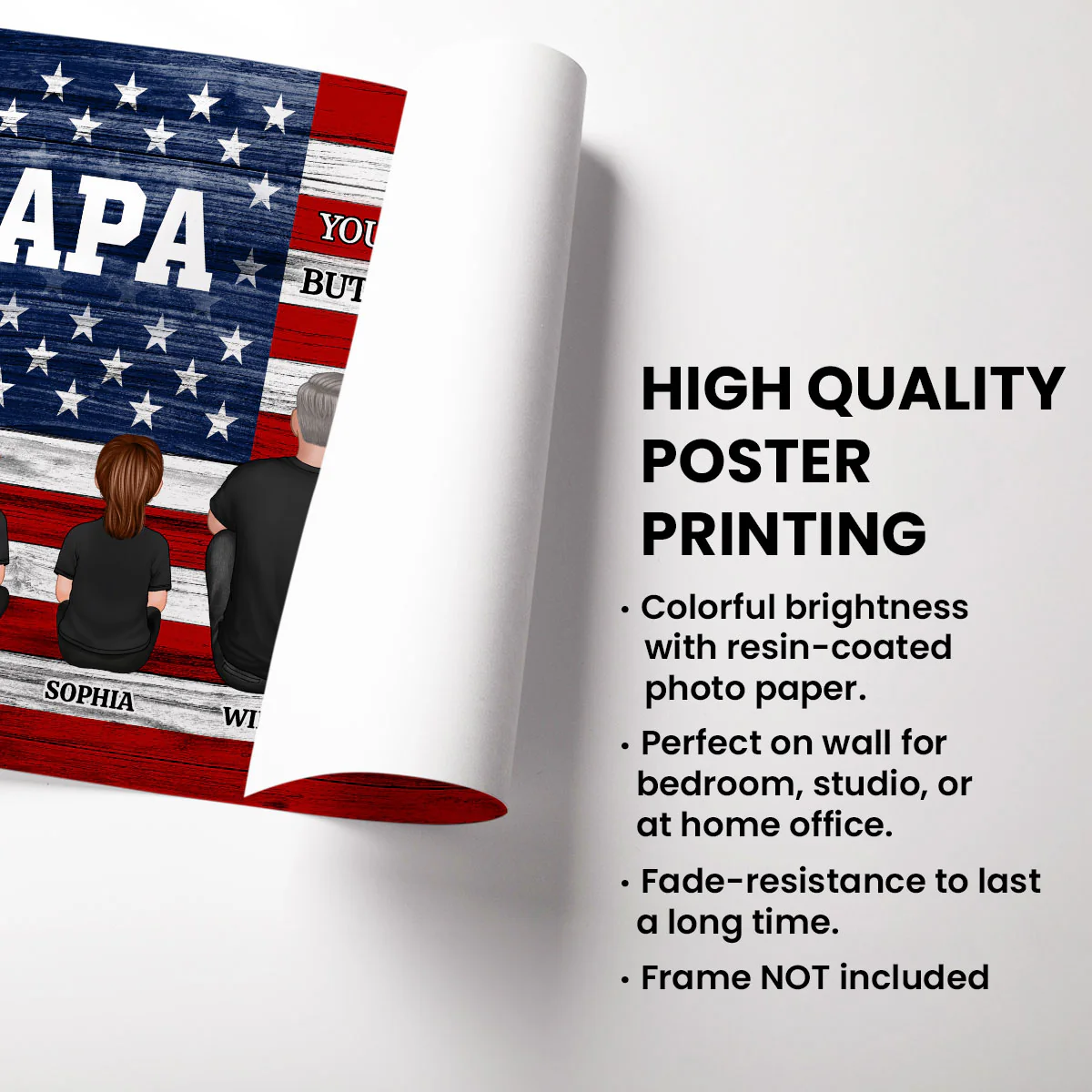 Nation Flag Grandpa And Kids Sitting Personalized Poster| Heartfelt Father's Day Gift For Grandpa - Image 8