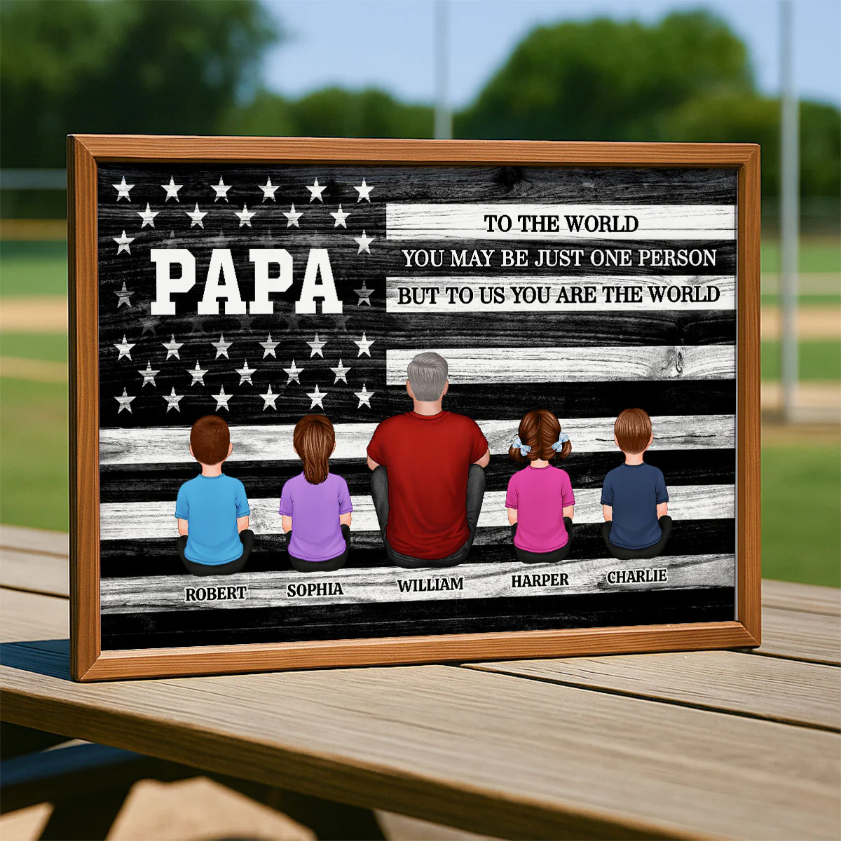 Nation Flag Grandpa And Kids Sitting Personalized Poster| Heartfelt Father's Day Gift For Grandpa - Image 9
