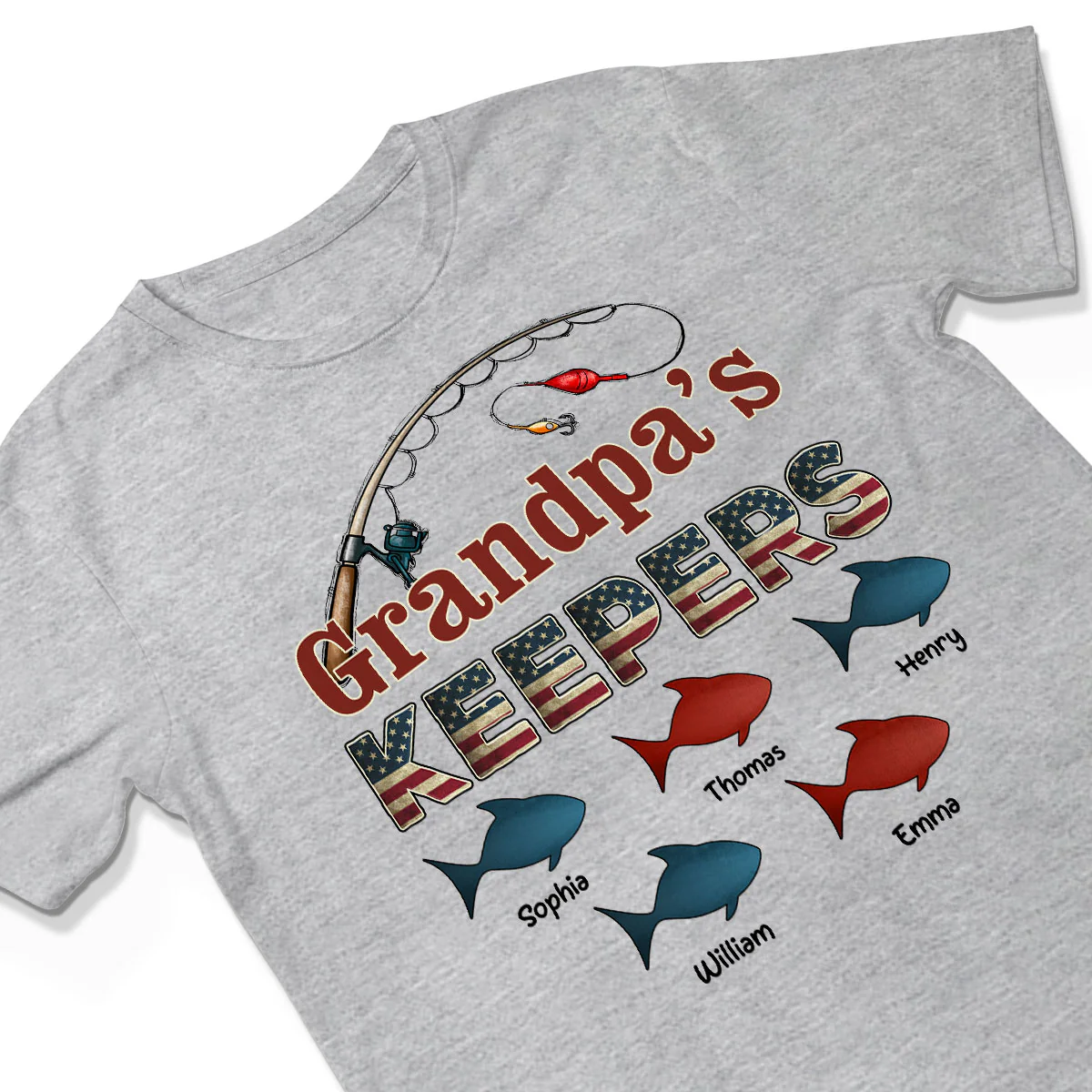 Nation Flag Grandpa's Keepers Fishing 4th Of July Personalized Shirt - Image 3