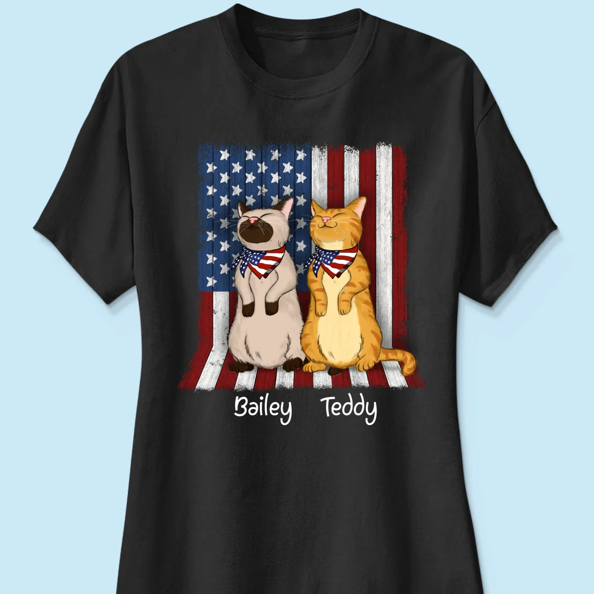 Nation Flag Standing Cat 4th Of July Independence Day Personalized Shirt - Image 10