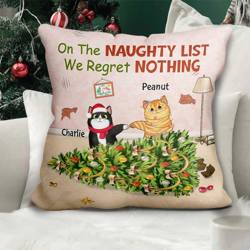 Naughty Cat Knocked Over Christmas Tree Personalized Pillow (Insert Included) - Image 2