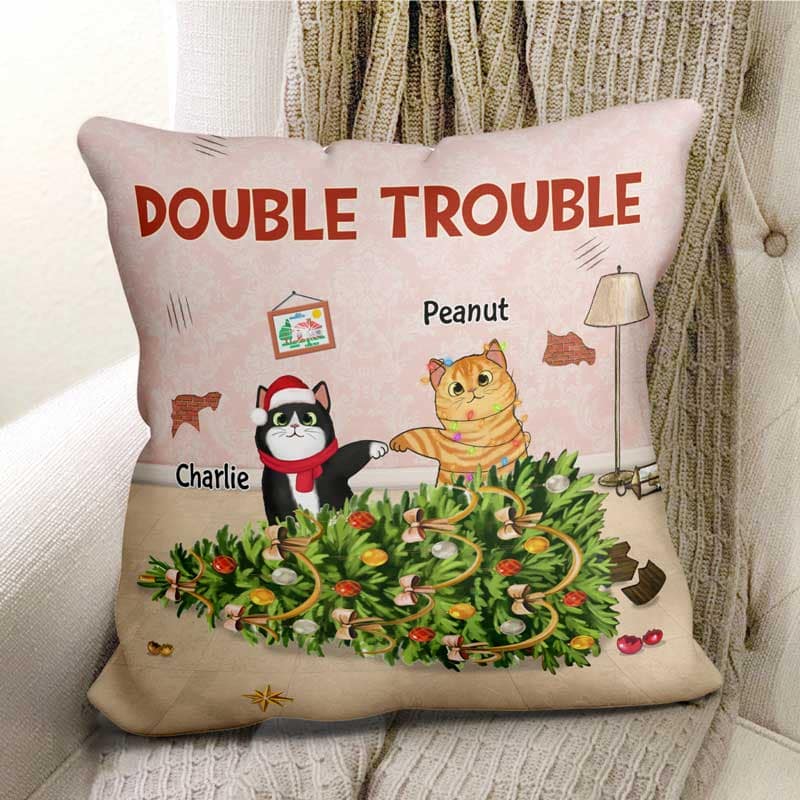 Naughty Cat Knocked Over Christmas Tree Personalized Pillow (Insert Included) - Image 3