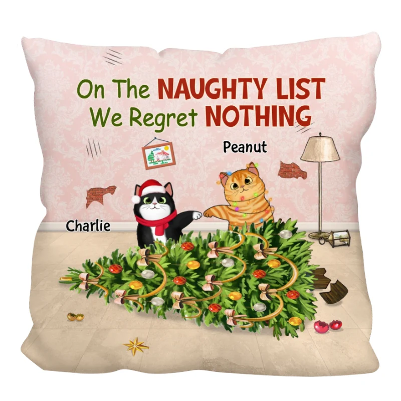 Naughty Cat Knocked Over Christmas Tree Personalized Pillow (Insert Included) - Image 4