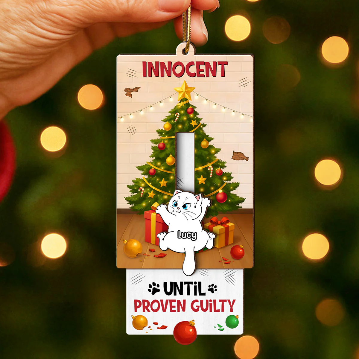 Naughty Cats Christmas Tree - Personalized Slider Ornament - Image 6