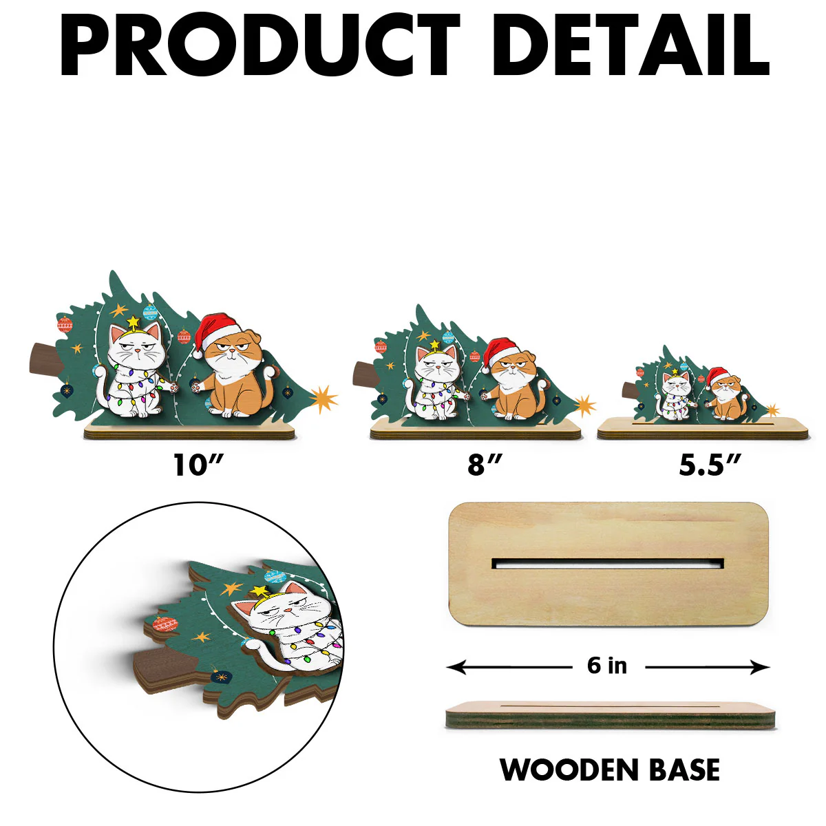 Naughty Cats Fallen Christmas Tree Personalized 2-Layer Standing Wooden Plaque - Image 7