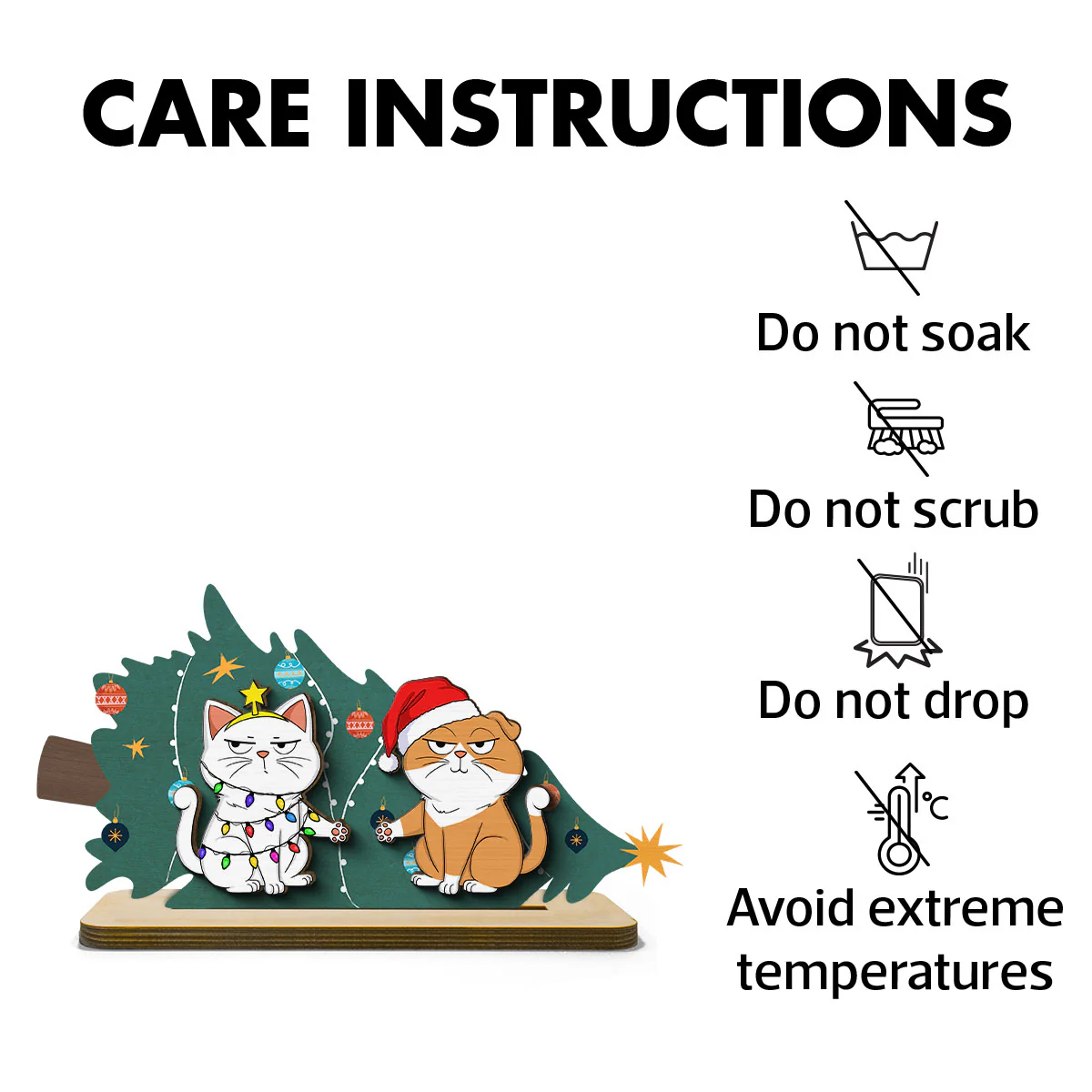 Naughty Cats Fallen Christmas Tree Personalized 2-Layer Standing Wooden Plaque - Image 8