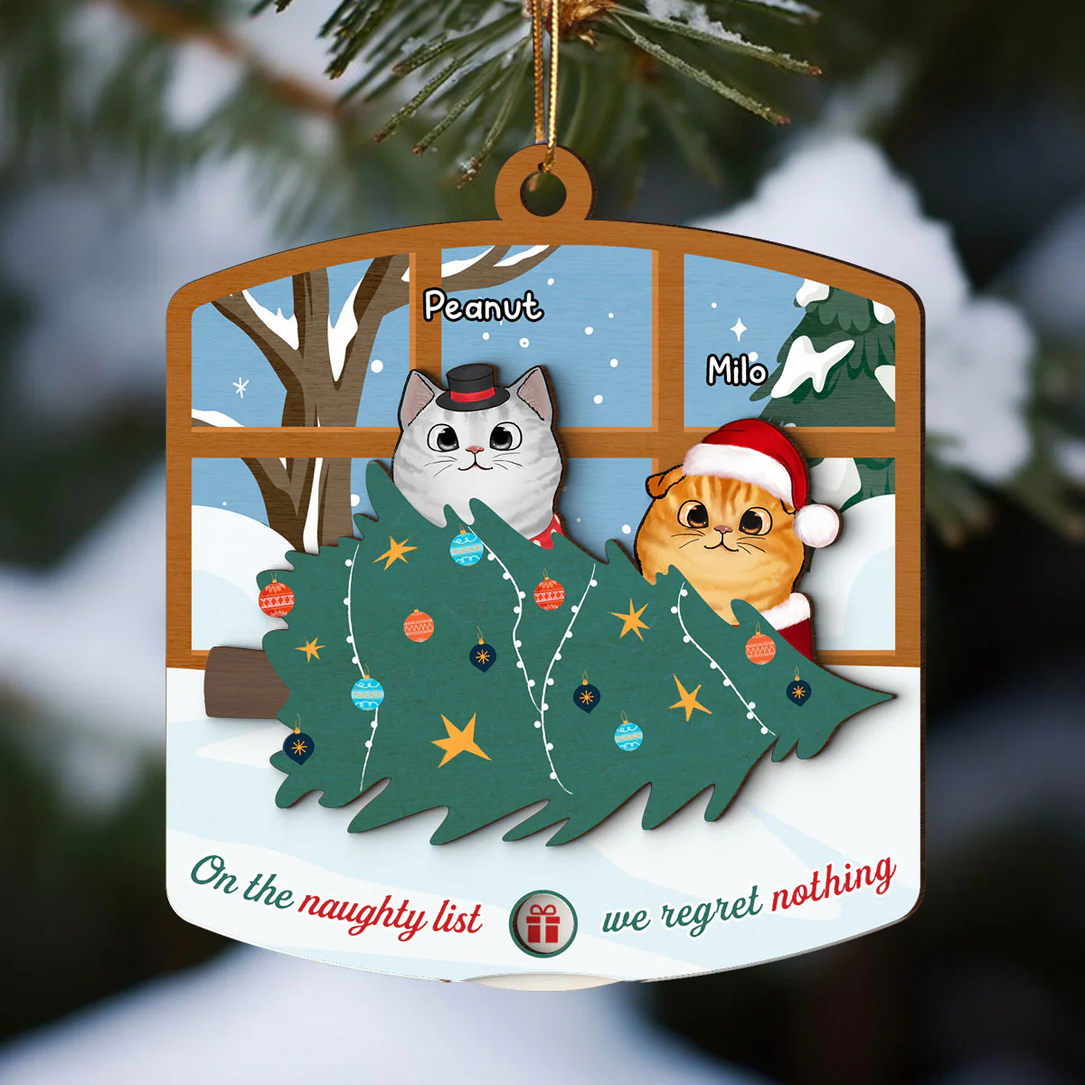Naughty Cats Fallen Christmas Tree Personalized Countdown Ornament, Christmas Gift For Cat Owners, Cat Lovers - Image 2