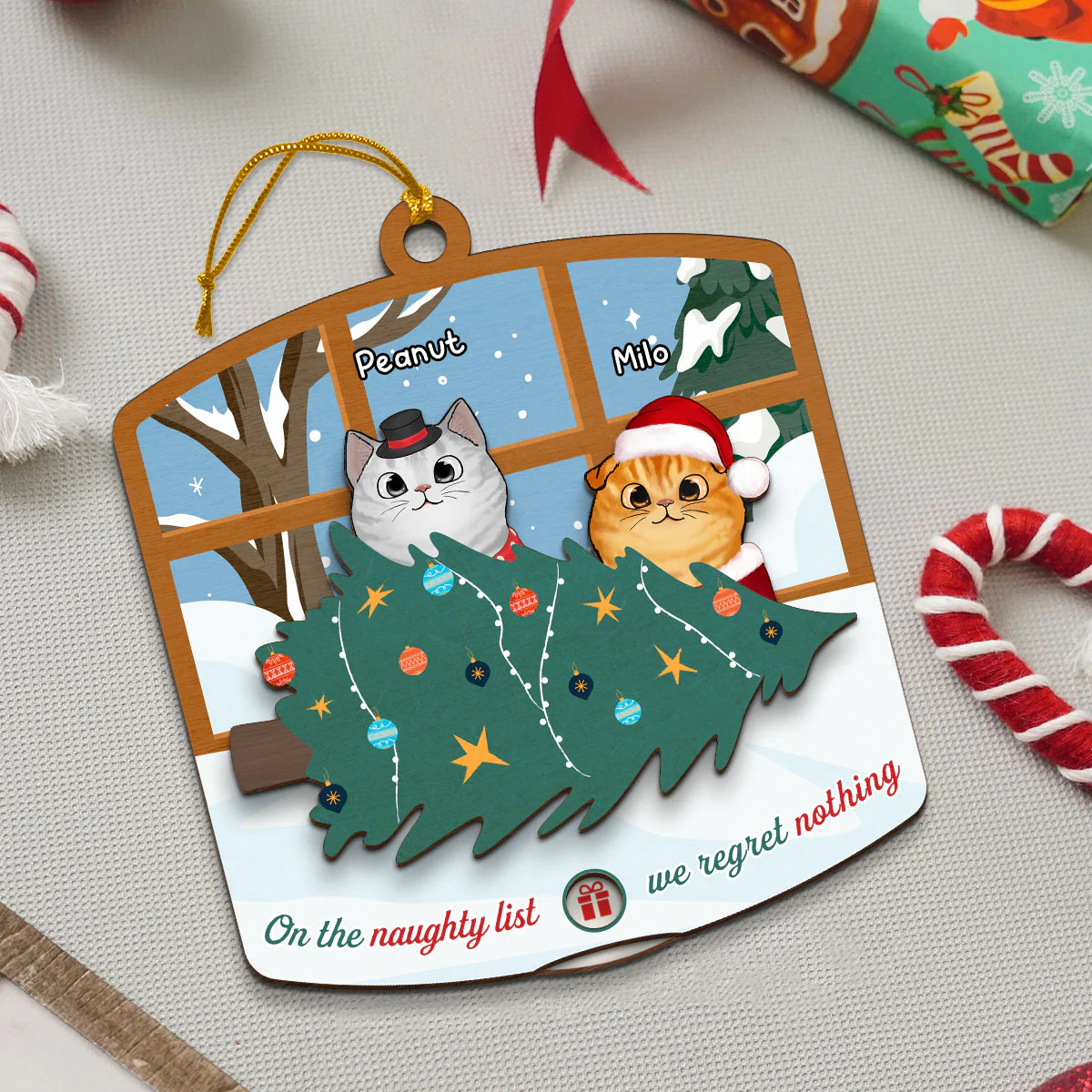Naughty Cats Fallen Christmas Tree Personalized Countdown Ornament, Christmas Gift For Cat Owners, Cat Lovers - Image 3