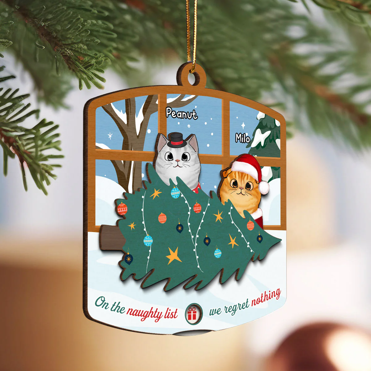 Naughty Cats Fallen Christmas Tree Personalized Countdown Ornament, Christmas Gift For Cat Owners, Cat Lovers - Image 5