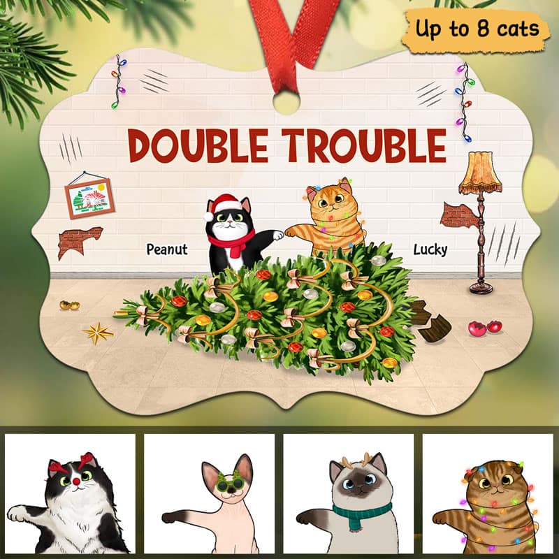 Naughty Cats Regret Nothing Personalized Christmas Ornament - Image 2