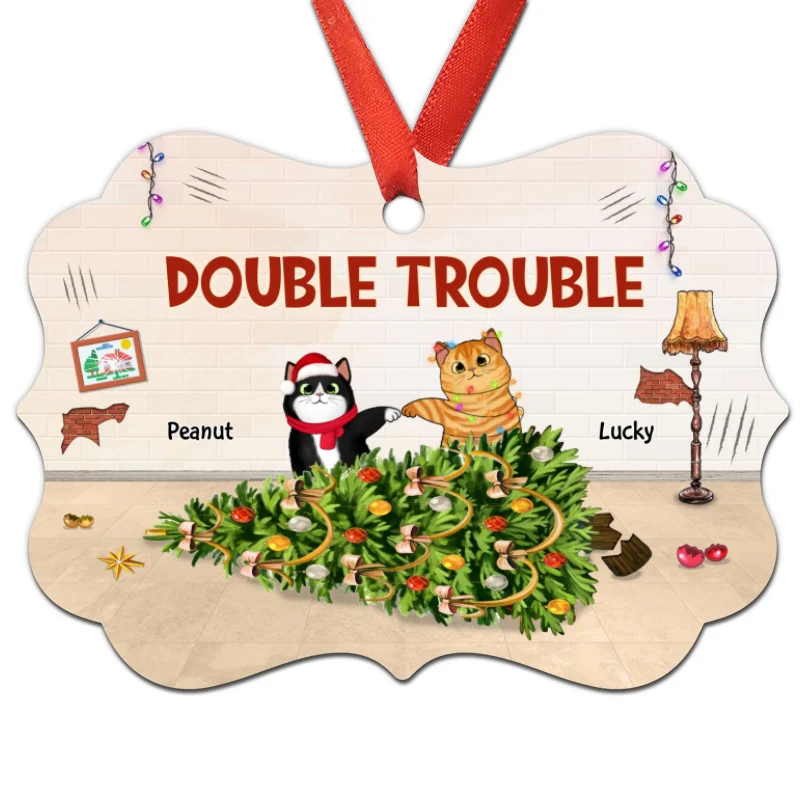 Naughty Cats Regret Nothing Personalized Christmas Ornament - Image 3