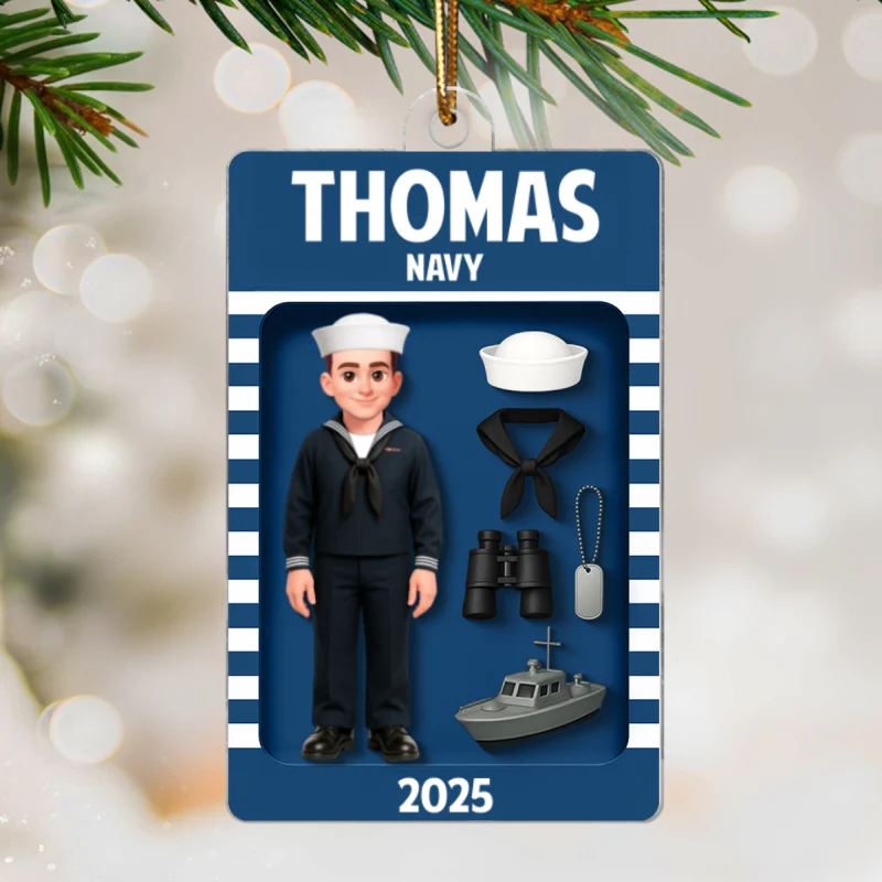 Navy Action Figure 3D Effect - Personalized Acrylic Ornament - Special Gift For Navy - Image 10