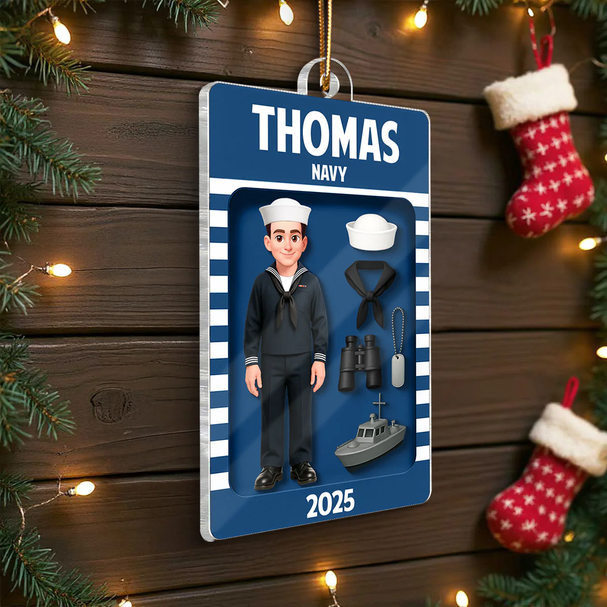 Navy Action Figure 3D Effect - Personalized Acrylic Ornament - Special Gift For Navy - Image 4