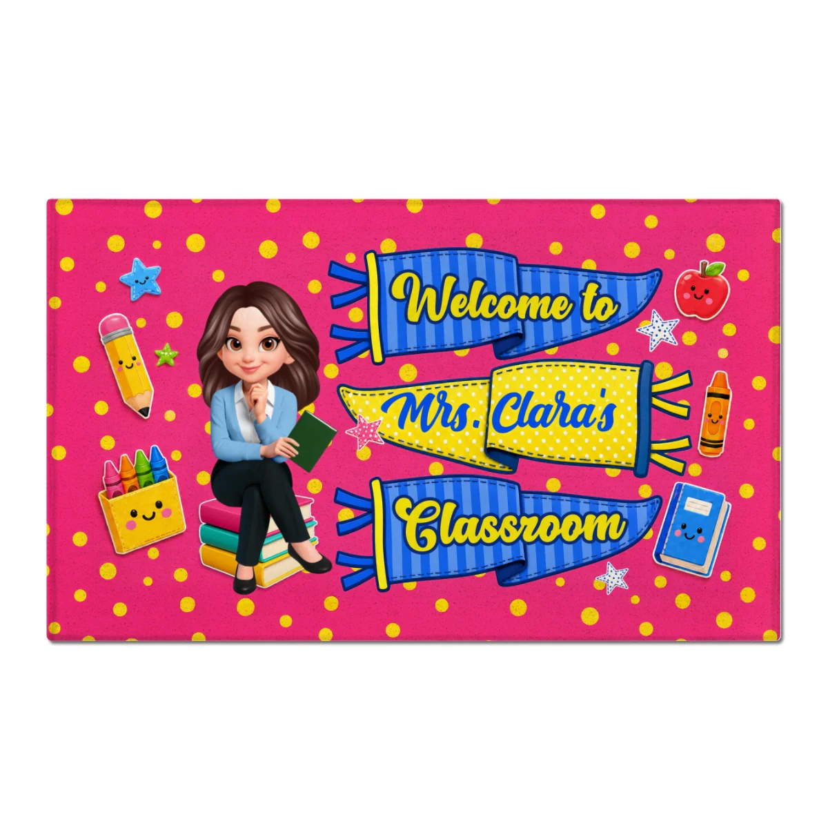 Neon Pennants Flags Teacher Welcome To Classroom - Personalized Doormat - Back To School Gift For Teacher, Classroom Decor - Image 8