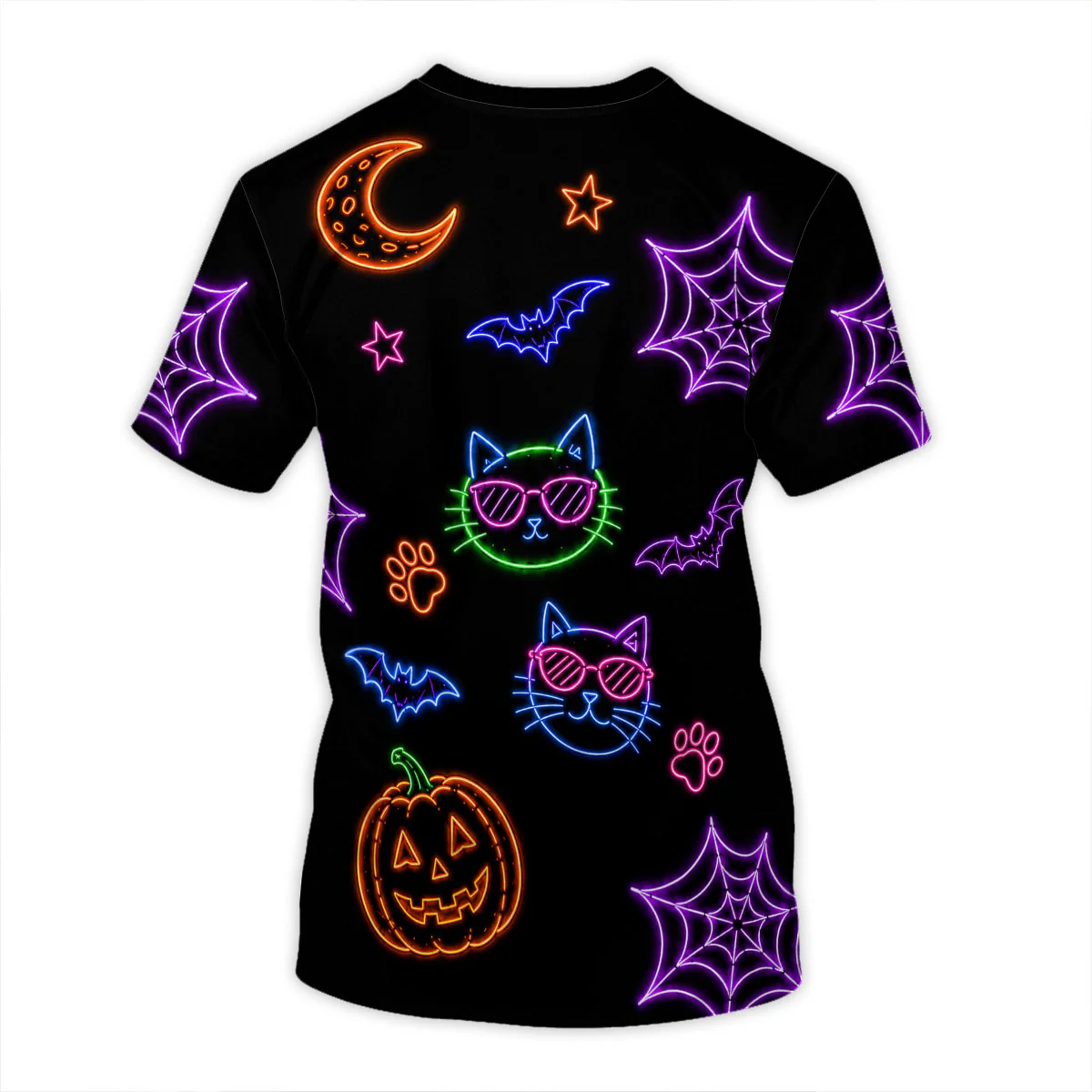 Neon Theme Mommy Daddy Of The Meownsters Cats - Personalized Shirt - Halloween Gift For Cat Lovers - Image 5