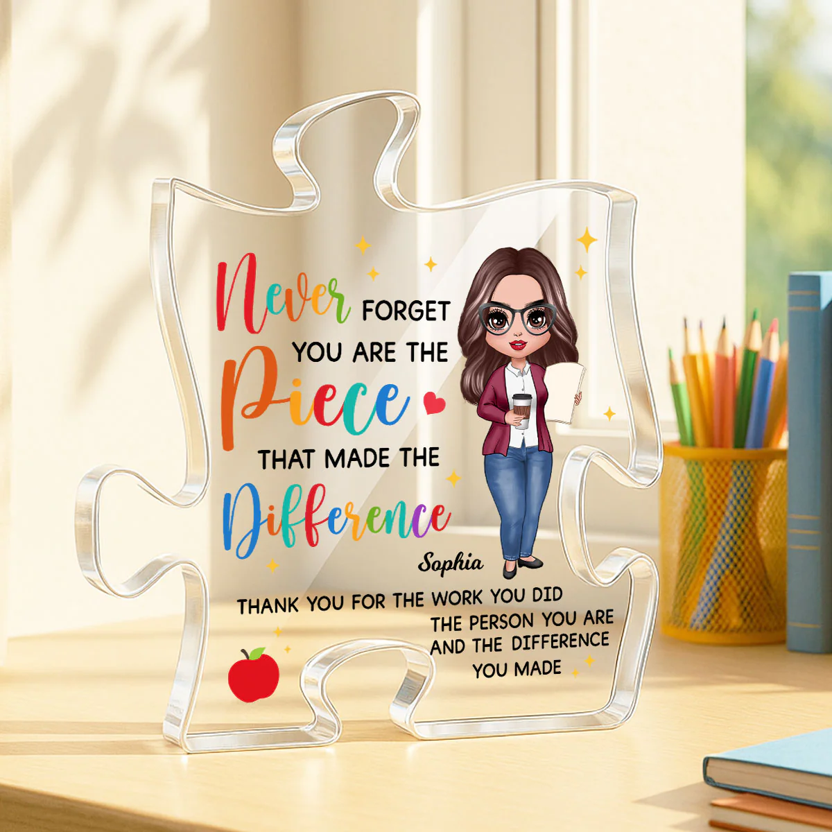 Never Forget The Difference You Made Personalized Puzzle Block Plaque Thank You Appreciation Retirement Gift For Teacher - Image 3