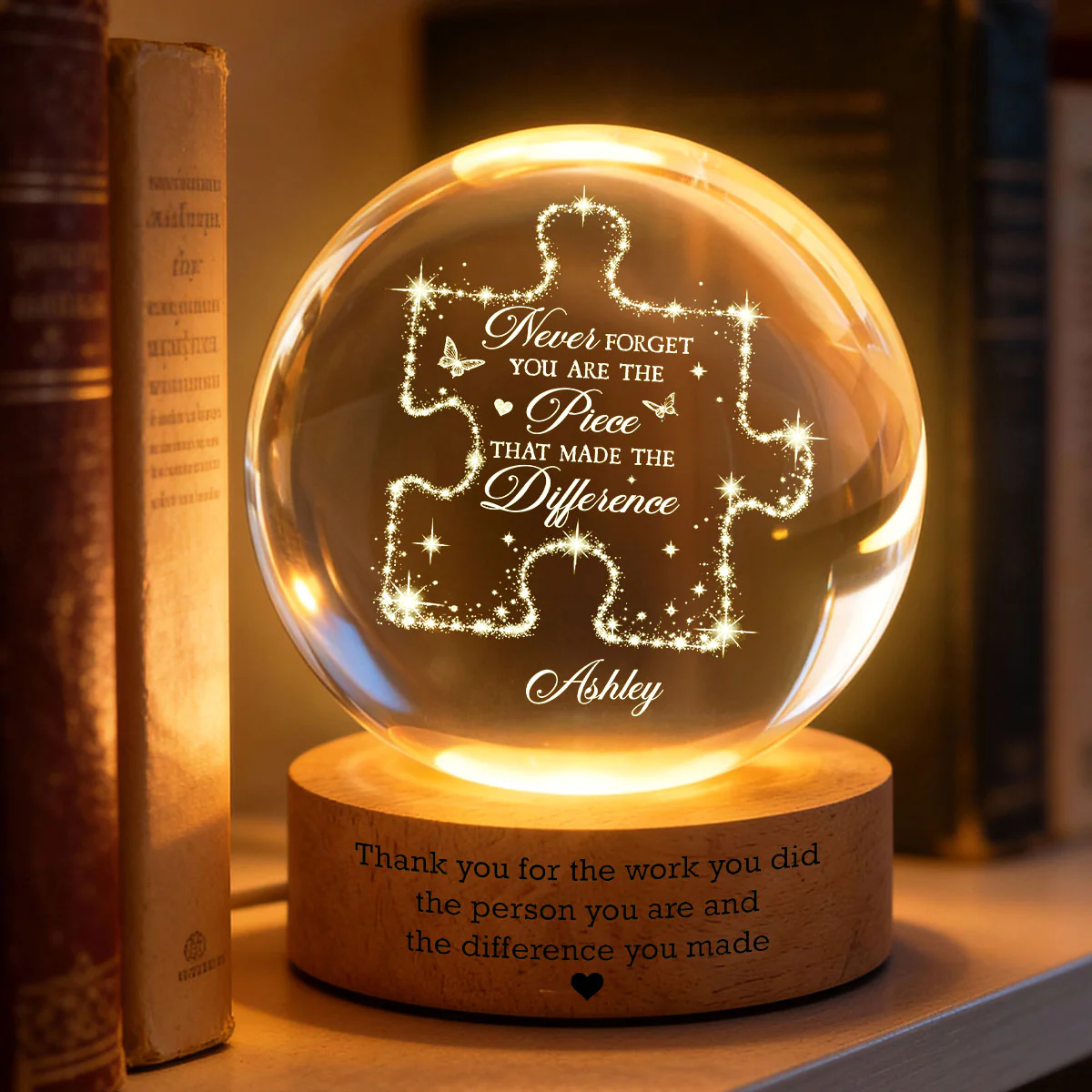 Never Forget The Difference You Make - Personalized Crystal Ball LED Night Light - Thank You Gift for Coworkers, Appreciation Gift, Gift For Teacher, Employee Leaving Gift, Gifts for Mentor - Image 4