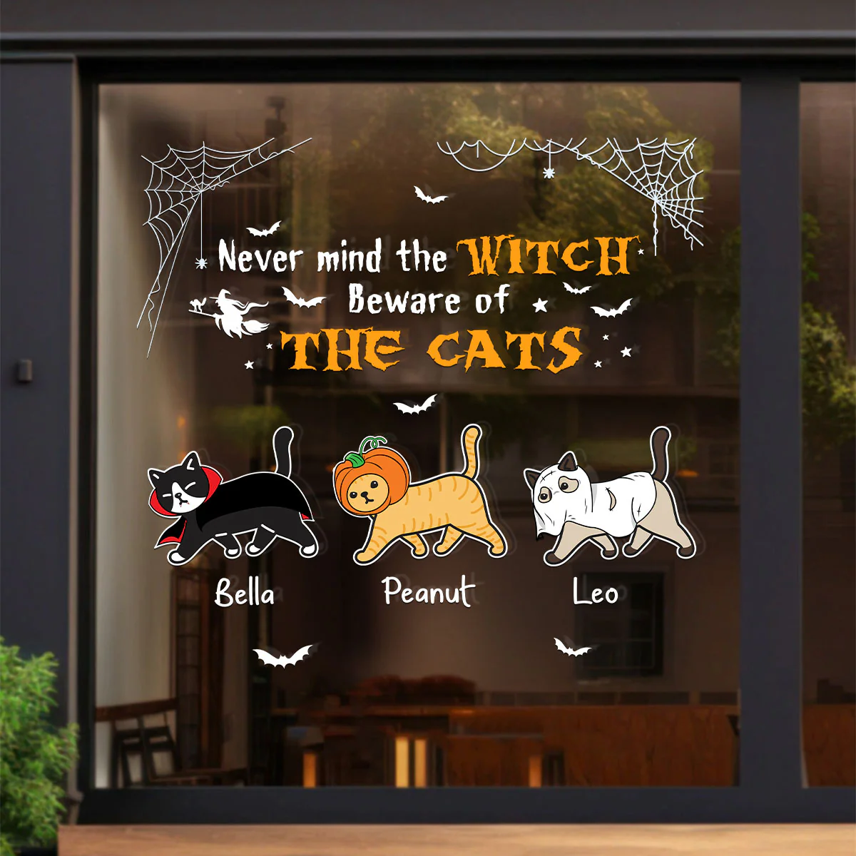 Never Mind The Witch Beware Of The Cats Halloween Decor Personalized Decal - Image 3