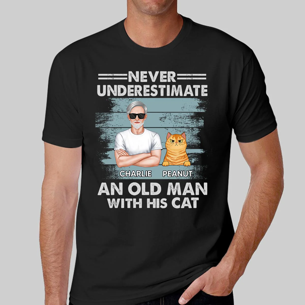 Never Underestimate An Old Man With His Cats Drizzle Personalized Shirt - Image 2