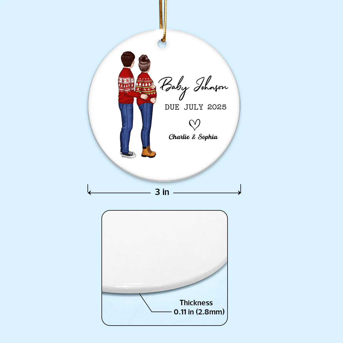 New Baby Arrival Keepsake, Expecting New Baby Ornament, Personalized Baby Due Year Ornament, Pregnancy Announcement Ornament - Image 5