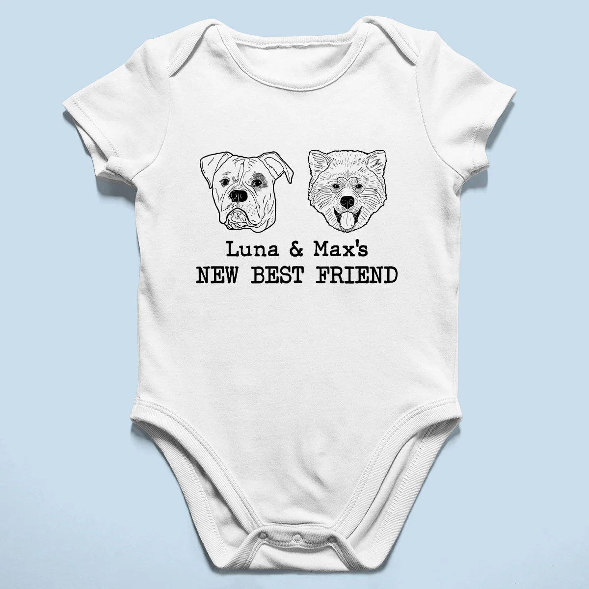 New Best Friends Dog Cat Outline Baby Shower Gift, Newborn Baby Gift Personalized Baby Onesie Baby Shirt - Image 3