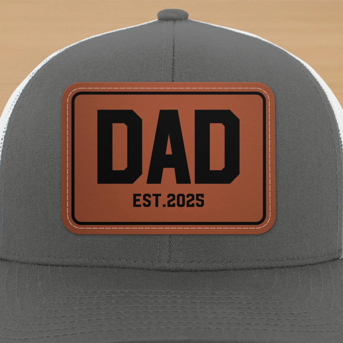 New Dad Mom Est. New Parents Gift Personalized Leather Patch Hat - Image 10
