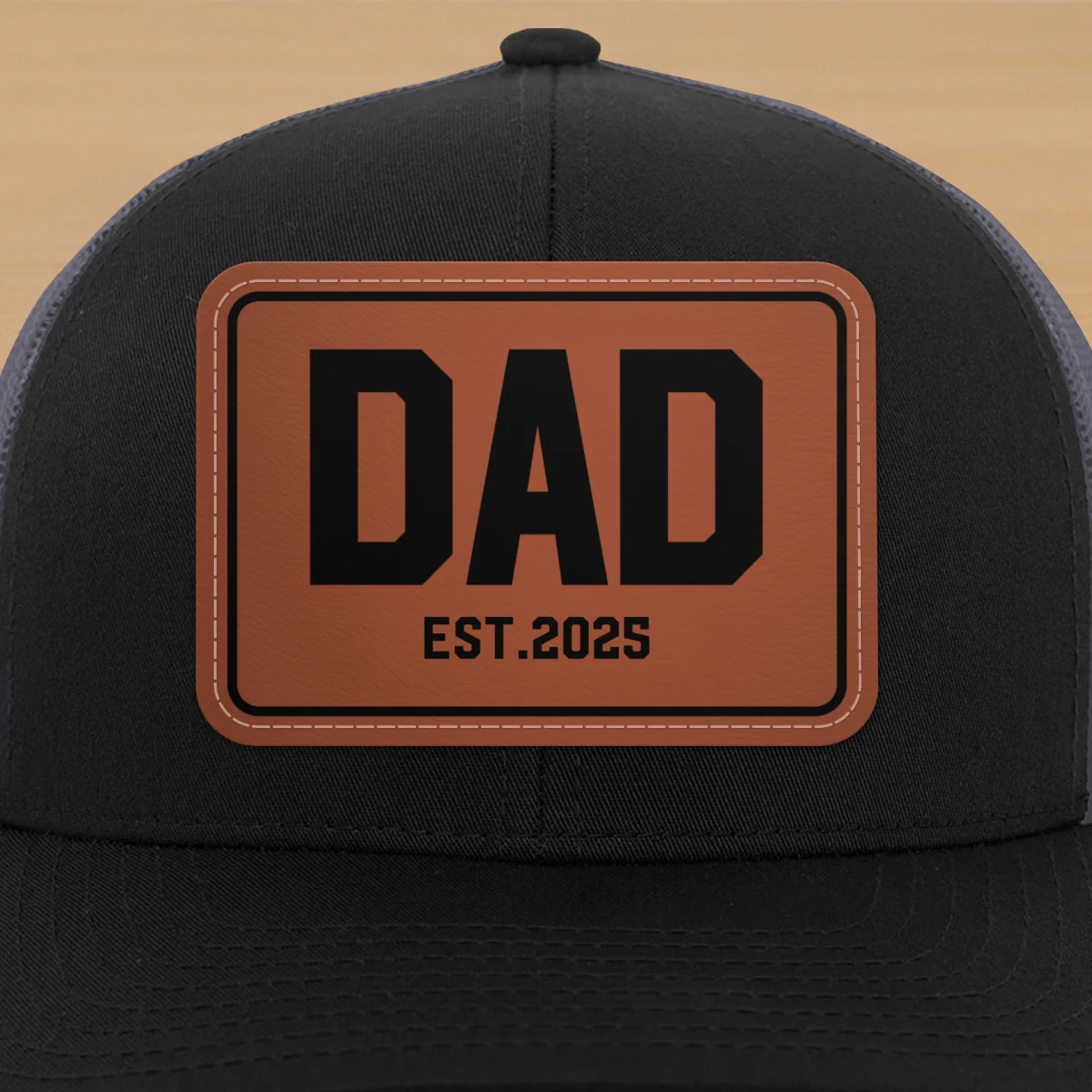New Dad Mom Est. New Parents Gift Personalized Leather Patch Hat - Image 11