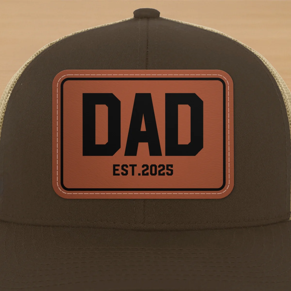 New Dad Mom Est. New Parents Gift Personalized Leather Patch Hat - Image 12