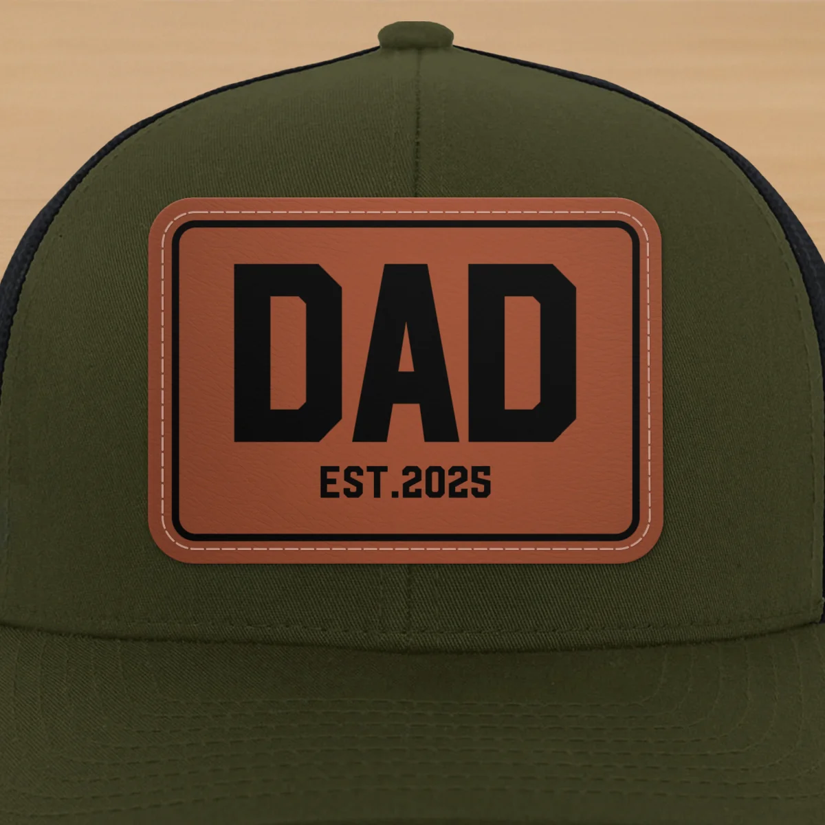 New Dad Mom Est. New Parents Gift Personalized Leather Patch Hat - Image 13