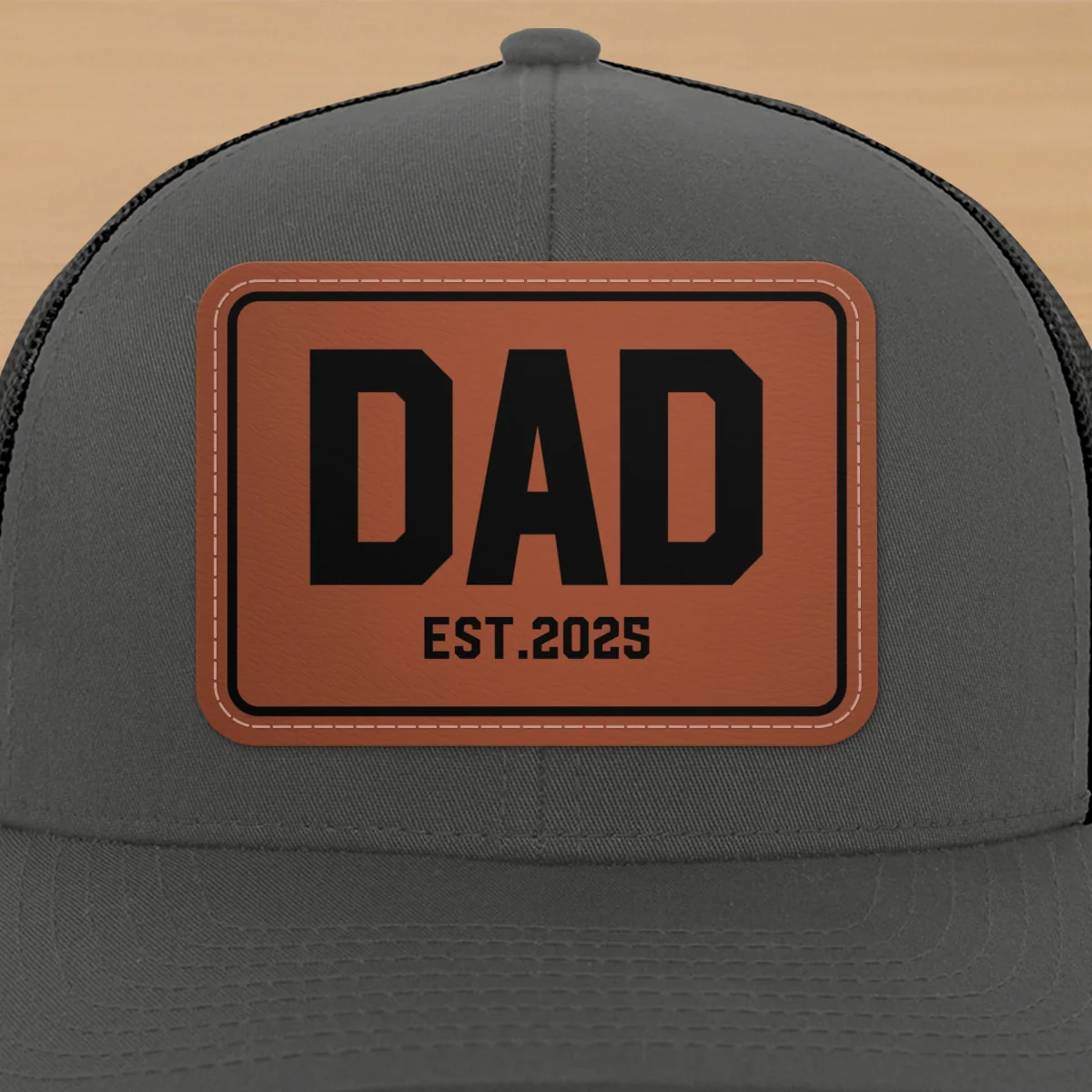 New Dad Mom Est. New Parents Gift Personalized Leather Patch Hat - Image 14