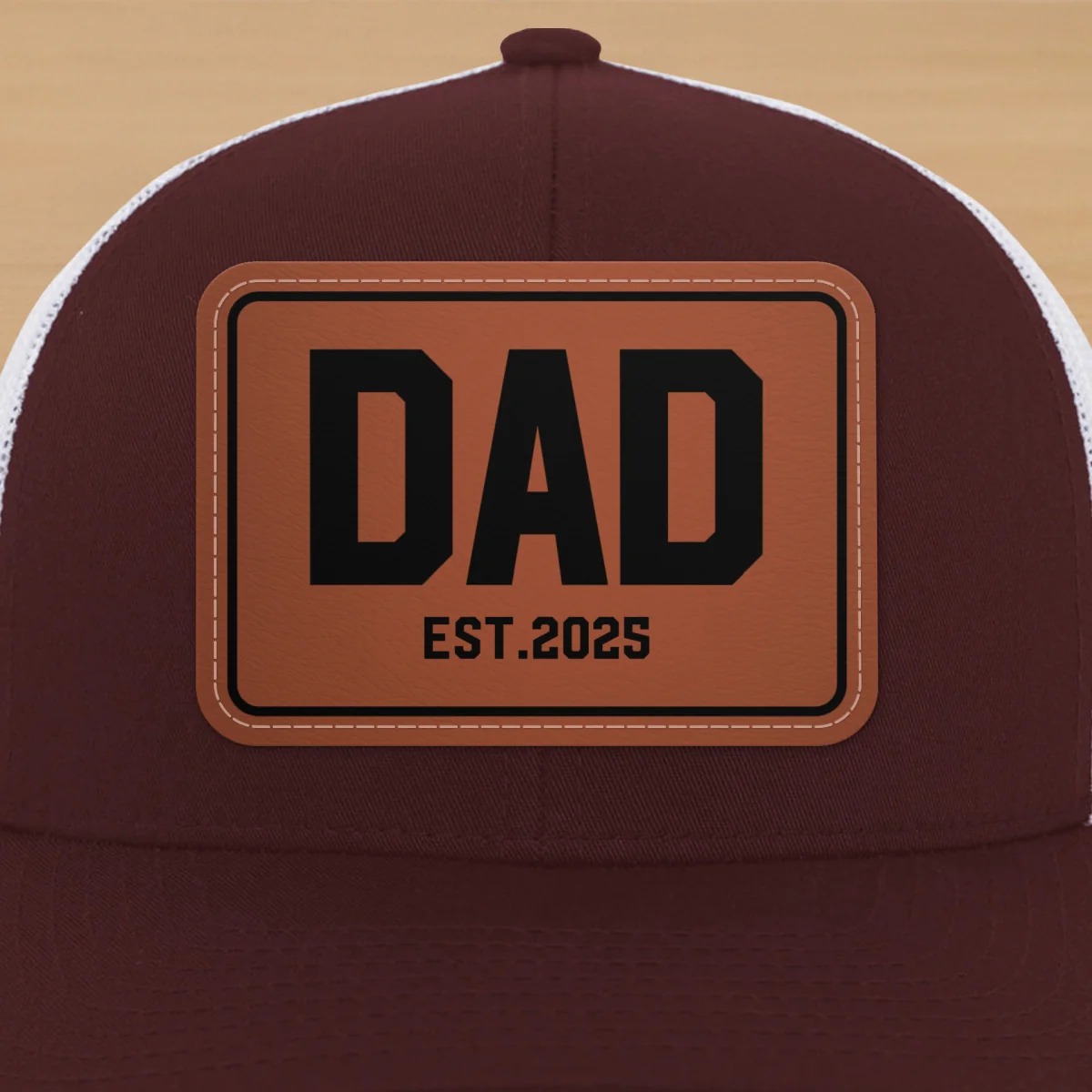 New Dad Mom Est. New Parents Gift Personalized Leather Patch Hat - Image 17