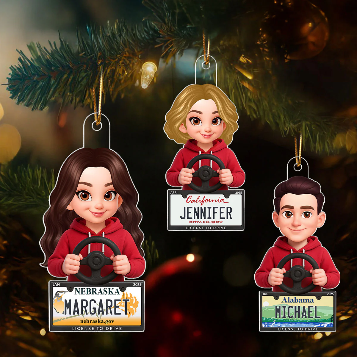New Driver in Red Hoodie - Personalized Acrylic Ornament - Christmas Gift For New Drivers - Image 2