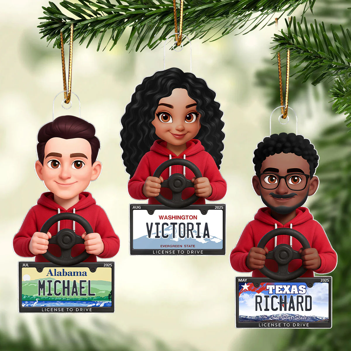New Driver in Red Hoodie - Personalized Acrylic Ornament - Christmas Gift For New Drivers - Image 3